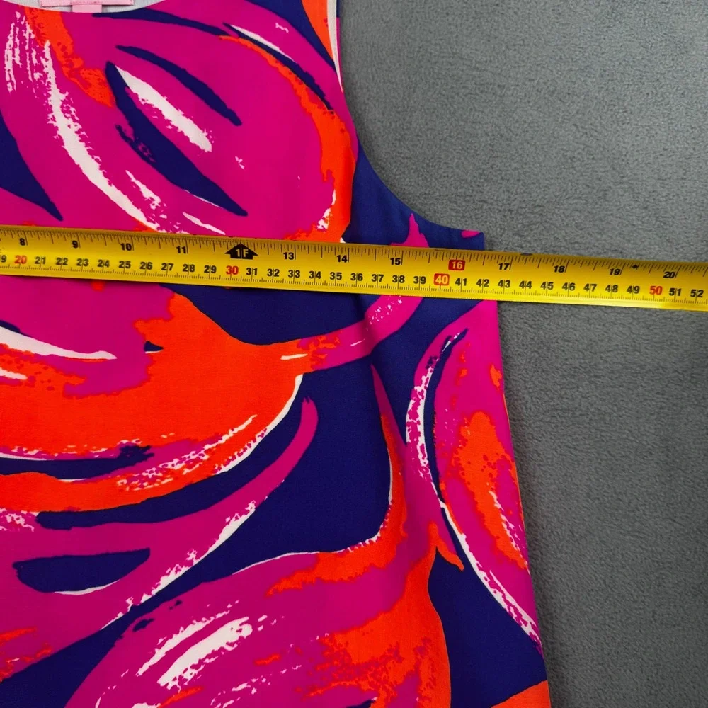 Lilly Pulitzer Silk Flamingo Print Shift Dress Pink Orange Navy Blue XS - Picture 3 of 8